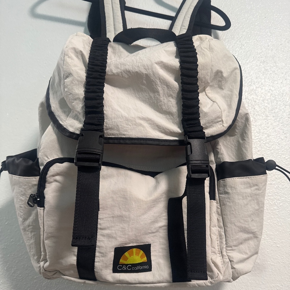 C&C California cream and black backpack